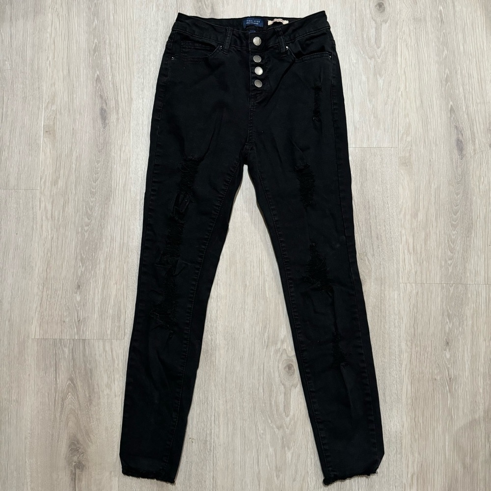 angel kiss black dark wash distressed ripped skinny denim jeans pants bottom